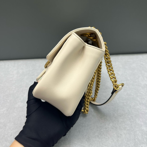 Gucci GG Marmont Chain Flap Mini Bag Calfskin White