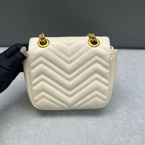 Gucci GG Marmont Chain Flap Mini Bag Calfskin White
