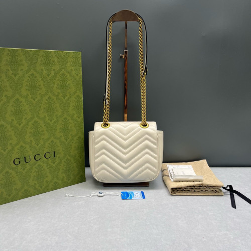 Gucci GG Marmont Chain Flap Mini Bag Calfskin White