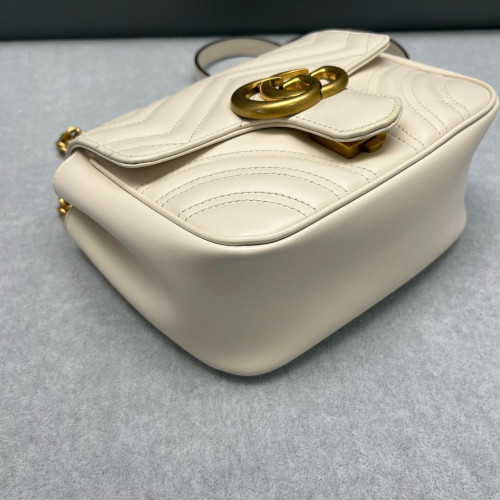 Gucci GG Marmont Chain Flap Mini Bag Calfskin White