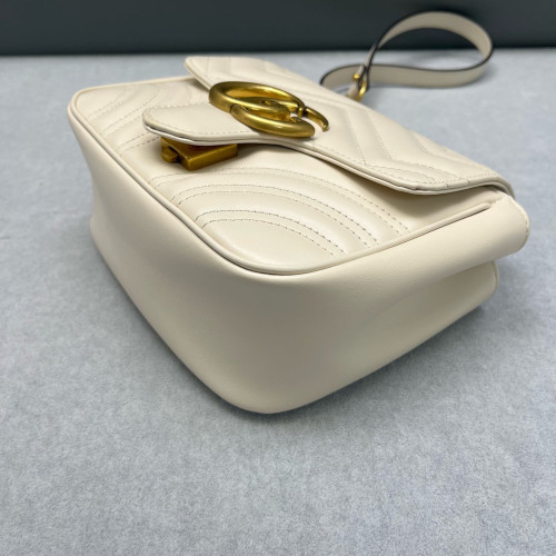 Gucci GG Marmont Chain Flap Mini Bag Calfskin White