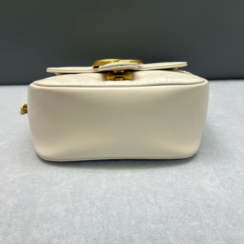 Gucci GG Marmont Chain Flap Mini Bag Calfskin White
