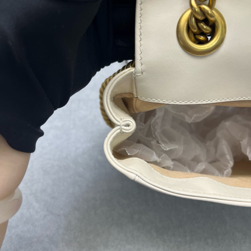 Gucci GG Marmont Chain Flap Mini Bag Calfskin White
