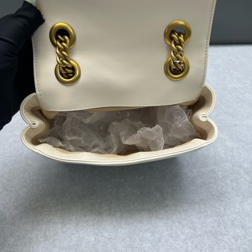 Gucci GG Marmont Chain Flap Mini Bag Calfskin White