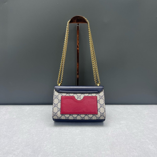 Gucci Small Padlock Shoulder Bag Canvas GG Supreme Monogram Blue Beige Red Gucci Small Padlock Shoulder Bag Canvas GG Supreme Monogram Blue Beige Red