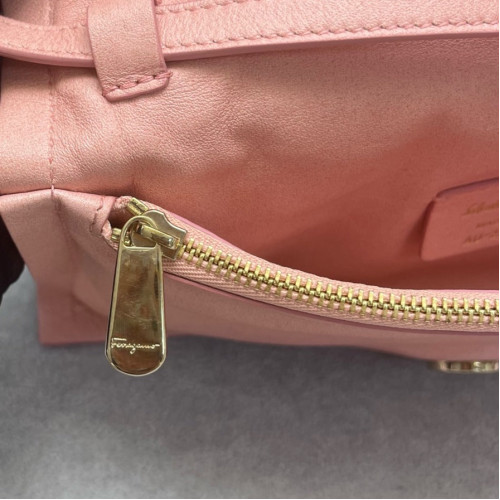 Salvatore Ferragamo Vara Bow Crossbody Bag Soft Calfskin Pink Red Beige