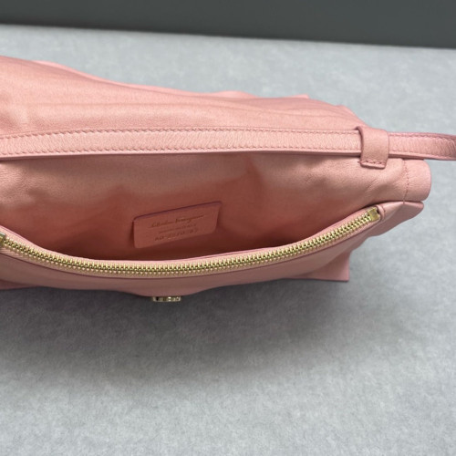 Salvatore Ferragamo Vara Bow Crossbody Bag Soft Calfskin Pink Red Beige
