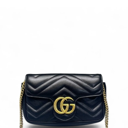 Gucci Matelasse Super Mini GG Marmont Calfskin Black