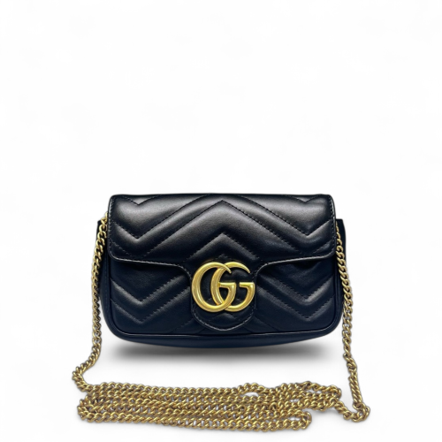 Gucci Matelasse Super Mini GG Marmont Calfskin Black