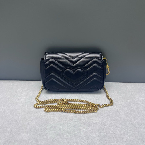 Gucci Matelasse Super Mini GG Marmont Calfskin Black