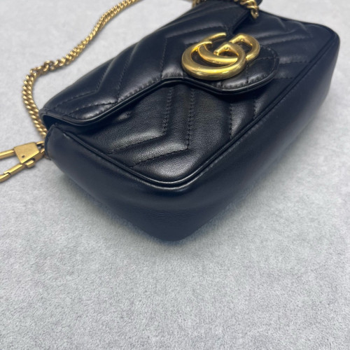 Gucci Matelasse Super Mini GG Marmont Calfskin Black