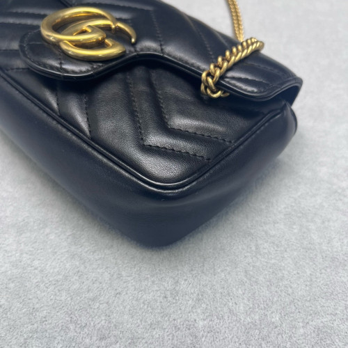 Gucci Matelasse Super Mini GG Marmont Calfskin Black