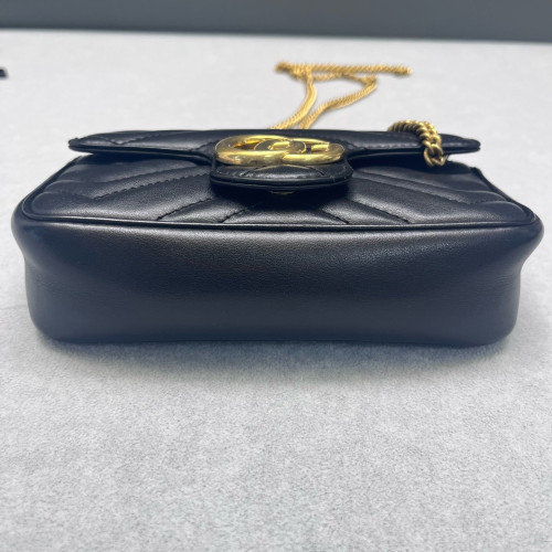 Gucci Matelasse Super Mini GG Marmont Calfskin Black