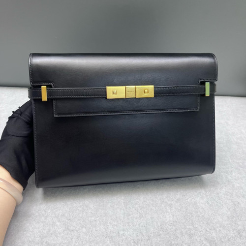Yves Saint Laurent Medium Manhattan Shoulder Bag Smooth Calfskin Black