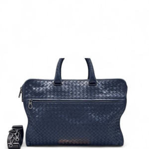 Bottega Veneta Intrecciato Briefcase Standard Lambskin Maxi Intrecciato Blue