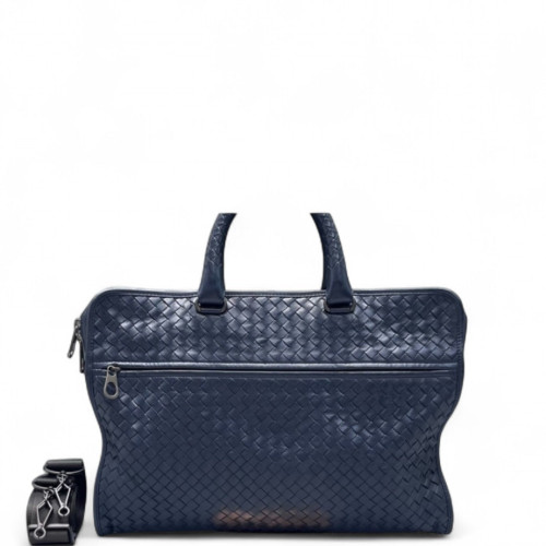 Bottega Veneta Intrecciato Briefcase Standard Lambskin Maxi Intrecciato Blue