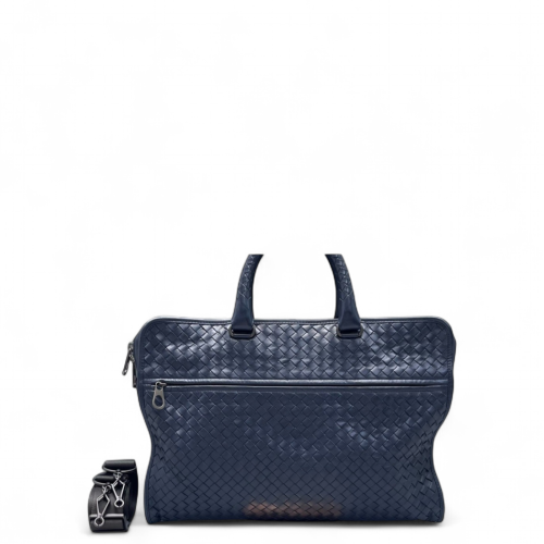 Bottega Veneta Intrecciato Briefcase Standard Lambskin Maxi Intrecciato Blue