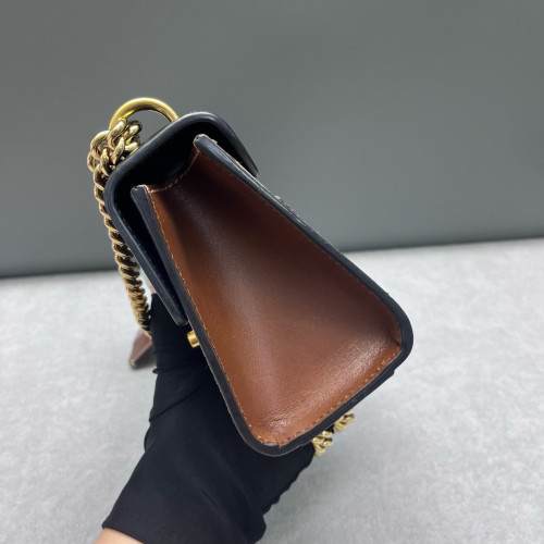Gucci Small Padlock Shoulder Bag GG Supreme Monogram Cuir Black Beige