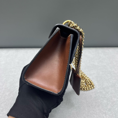 Gucci Small Padlock Shoulder Bag GG Supreme Monogram Cuir Black Beige