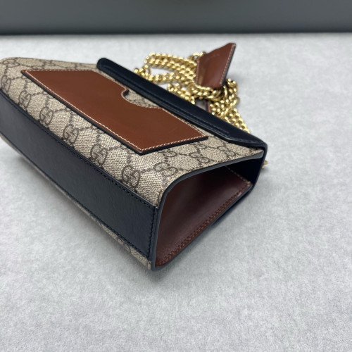 Gucci Small Padlock Shoulder Bag GG Supreme Monogram Cuir Black Beige