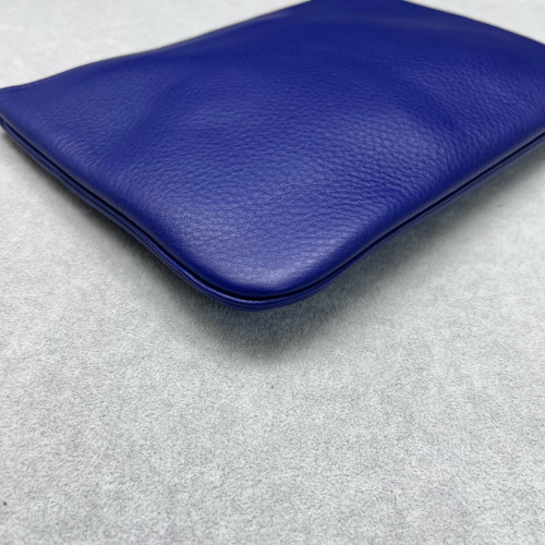 Balenciaga Clutch Grained Calfskin Blue