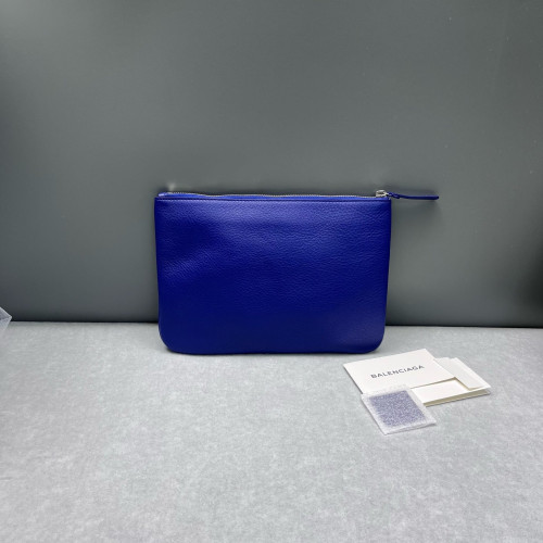 Balenciaga Clutch Grained Calfskin Blue