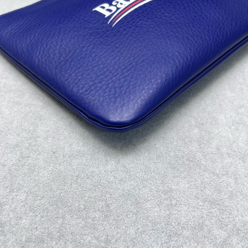 Balenciaga Clutch Grained Calfskin Blue