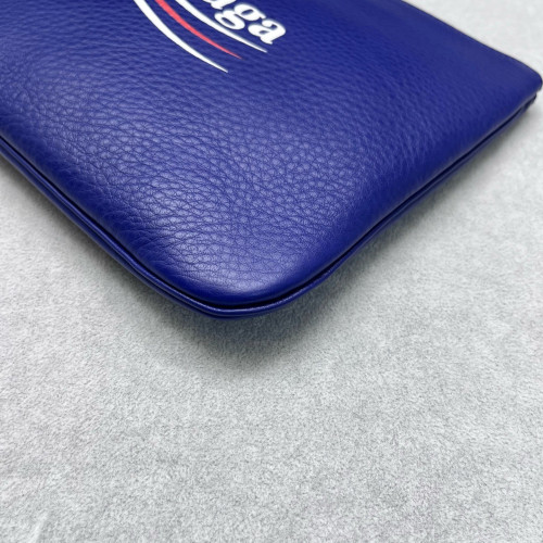Balenciaga Clutch Grained Calfskin Blue