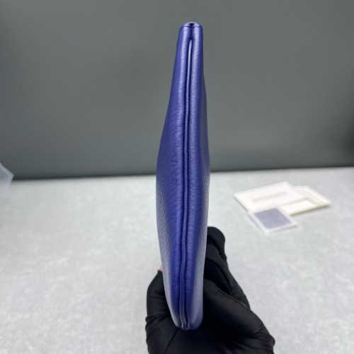 Balenciaga Clutch Grained Calfskin Blue