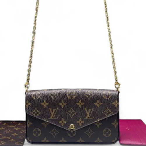 Louis Vuitton Pochette Felicie Chain Wallet Monogram Brown