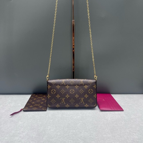 Louis Vuitton Pochette Felicie Chain Wallet Monogram Brown