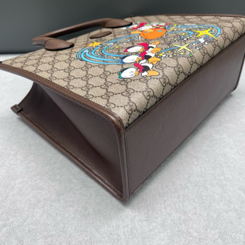 Gucci Print Small Retro Interlocking G Tote GG Supreme Monogram Brown Beige
