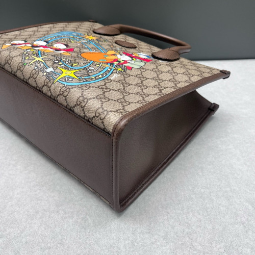 Gucci Print Small Retro Interlocking G Tote GG Supreme Monogram Brown Beige