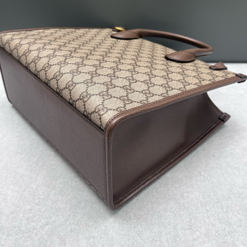 Gucci Print Small Retro Interlocking G Tote GG Supreme Monogram Brown Beige