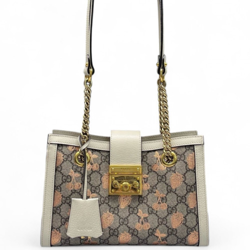 Gucci Small Padlock Tote GG Supreme Monogram Beige White Pink Gucci Small Padlock Tote GG Supreme Monogram Beige White Pink