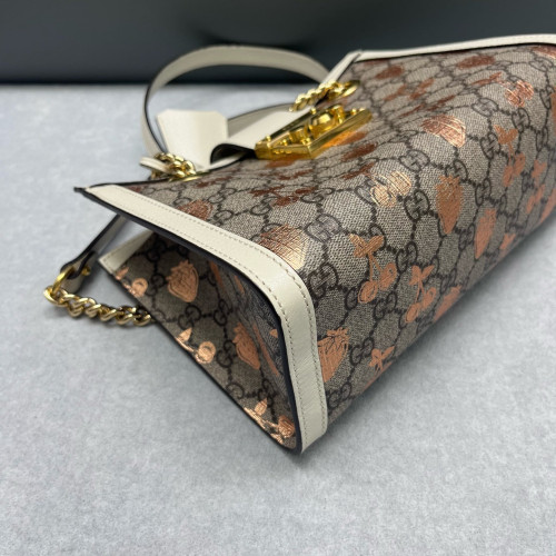 Gucci Small Padlock Tote GG Supreme Monogram Beige White Pink Gucci Small Padlock Tote GG Supreme Monogram Beige White Pink