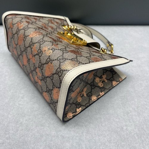 Gucci Small Padlock Tote GG Supreme Monogram Beige White Pink Gucci Small Padlock Tote GG Supreme Monogram Beige White Pink