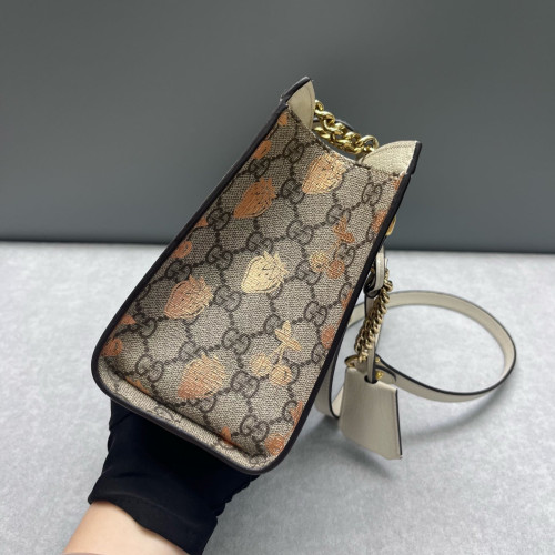 Gucci Small Padlock Tote GG Supreme Monogram Beige White Pink Gucci Small Padlock Tote GG Supreme Monogram Beige White Pink