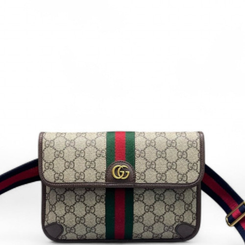 Gucci Web Shoulder Bag GG Supreme Monogram Beige Brown Blue