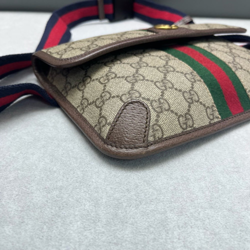 Gucci Web Shoulder Bag GG Supreme Monogram Beige Brown Blue