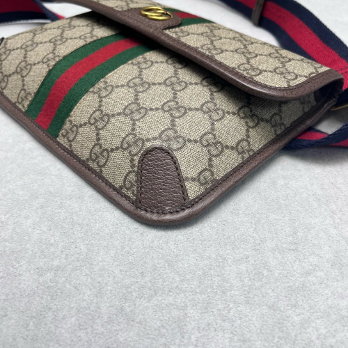 Gucci Web Shoulder Bag GG Supreme Monogram Beige Brown Blue