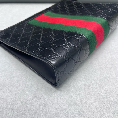 Gucci Web Clutch Guccissima Black Green Red