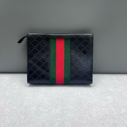 Gucci Web Clutch Guccissima Black Green Red