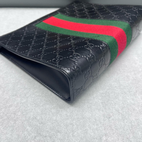 Gucci Web Clutch Guccissima Black Green Red