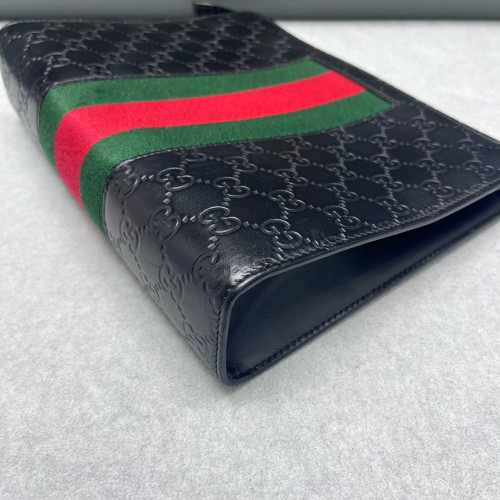 Gucci Web Clutch Guccissima Black Green Red