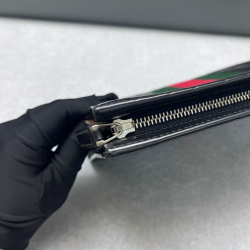 Gucci Web Clutch Guccissima Black Green Red