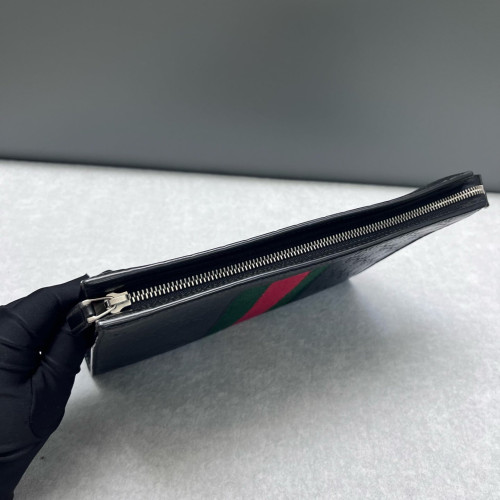 Gucci Web Clutch Guccissima Black Green Red