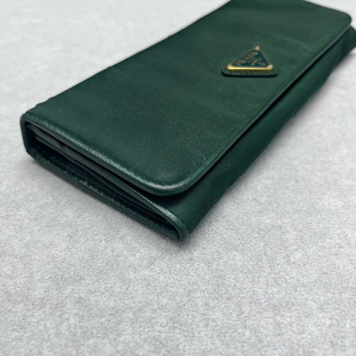 Prada Metal Continental Flap Wallet Saffiano Calfskin Green