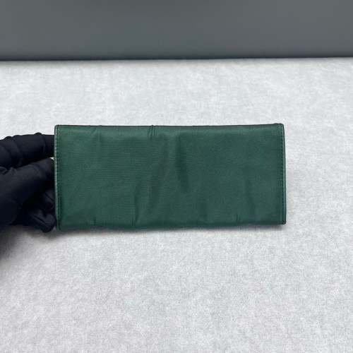 Prada Metal Continental Flap Wallet Saffiano Calfskin Green