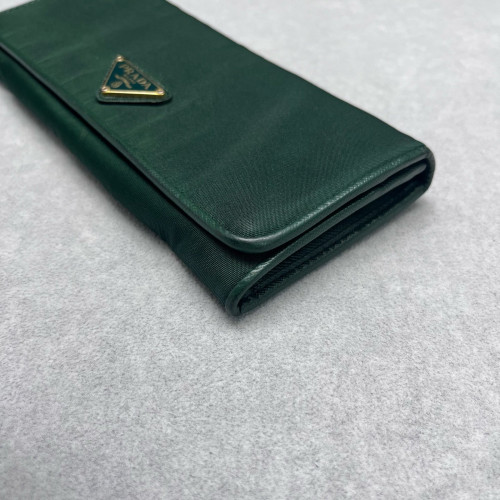 Prada Metal Continental Flap Wallet Saffiano Calfskin Green